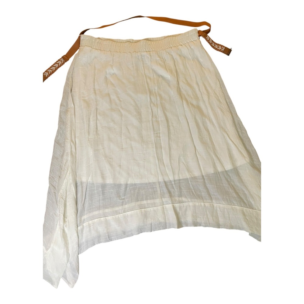 I.N. Studio White Skirt 2X Plus Size Asymmetrical Hem Tie‎ Waist Boho Chic Lined